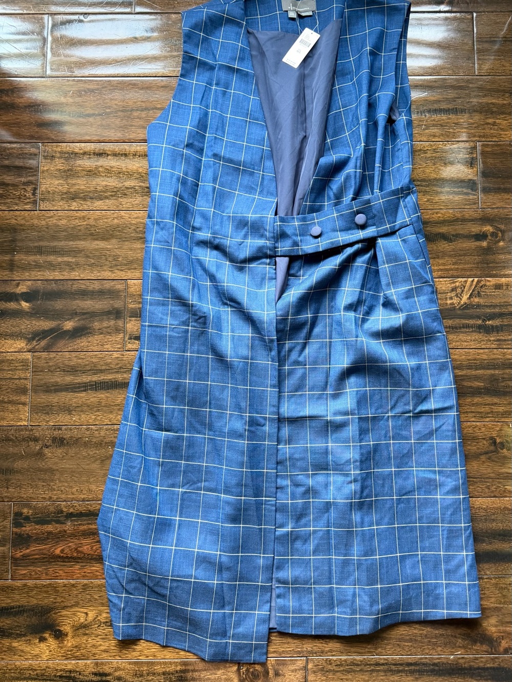 Anthropologie Blue Windowpane Vest